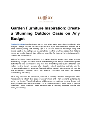 Garden Furniture Inspiration_ Create a Stunning Outdoor Oasis on Any Budget