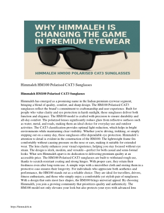 Himmaleh HM100 Polarised CAT3 Sunglasses | Premium UV Protection Eyewear