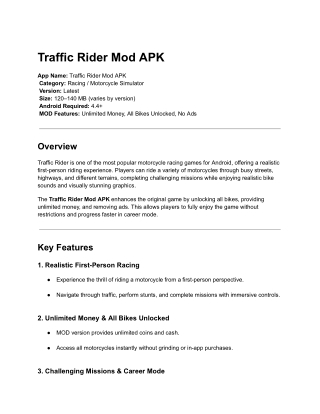 Traffic Rider Mod APK