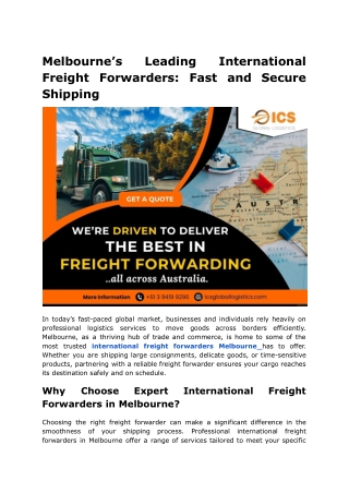Melbourne’s Leading International Freight Forwarders_ Fast and Secure Shipping