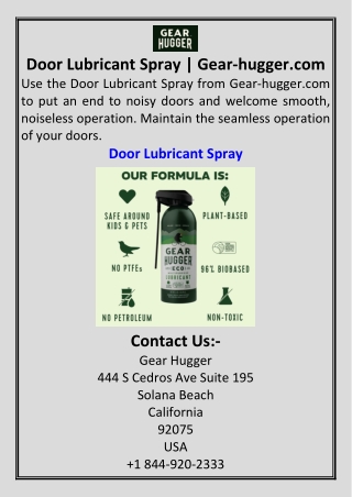 Door Lubricant Spray  Gear-hugger.com