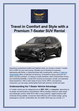 Travel in Comfort and Style with a Premium 7