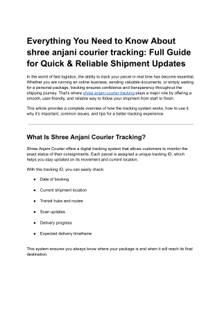 Shree Anjani Courier Tracking