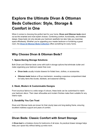 Explore the Ultimate Divan & Ottoman Beds Collection_ Style, Storage & Comfort in One