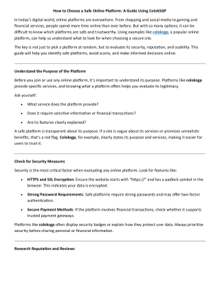 How to Stay Secure While Using Online Platforms: Practical Tips from ColokSGP