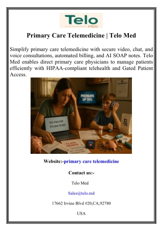 Primary Care Telemedicine Telo Med