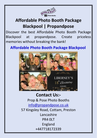 Affordable Photo Booth Package Blackpool Propandpose