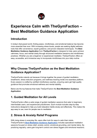 Experience Calm with TheGymFaction – Best Meditation Guidance Application.docx