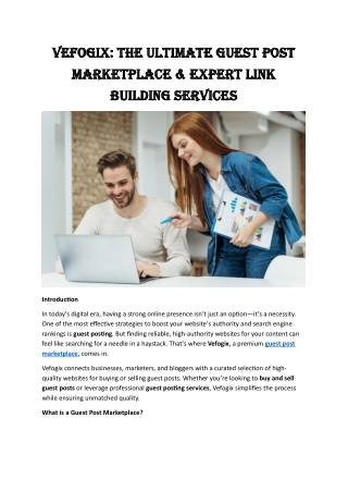 Vefogix The Ultimate Guest Post Marketplace & Expert Link Building Services