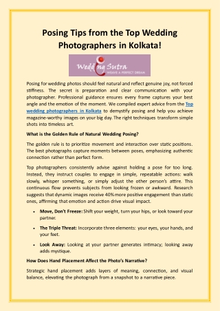 Posing Tips from the Top Wedding Photographers in Kolkata!