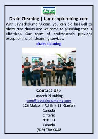 Drain Cleaning  Jaytechplumbing.com