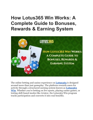 How Lotus365 Win Works_ A Complete Guide to Bonuses, Rewards & Earning System
