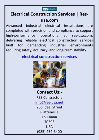 Electrical Construction Services  Res-usa.com