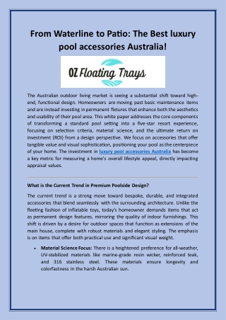 From Waterline to Patio: The Best luxury pool accessories Australia!