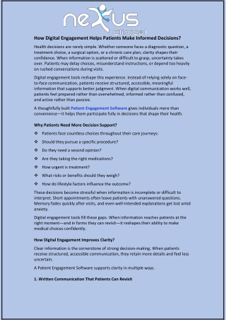 How Digital Engagement Helps Patients Make Informed Decisions?