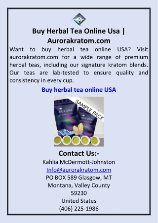 Buy Herbal Tea Online Usa  Aurorakratom.com
