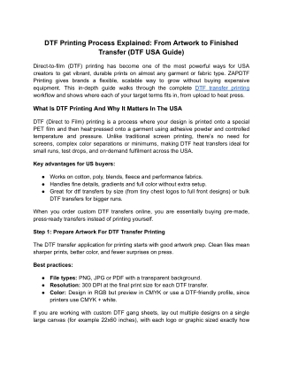 DTF Printing Process Explained From Artwork to Finished Transfer (DTF USA Guide)