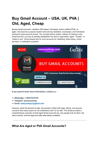 Buy Gmail Account – USA, UK, PVA _ Old, Aged, Cheap