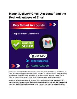 Instant Delivery Gmail Accounts” and the Real Advantages of Email