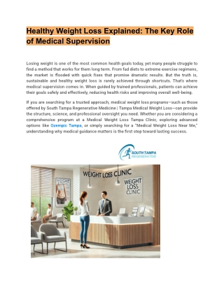 Healthy Weight Loss Explained_ The Key Role of Medical Supervision