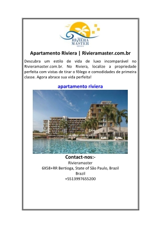 Apartamento Riviera Rivieramaster.com.br