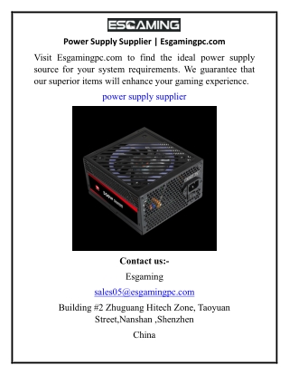 Power Supply Supplier  Esgamingpc.com