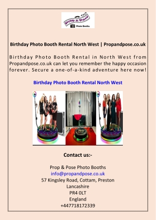 Birthday Photo Booth Rental North West Propandpose.co.uk