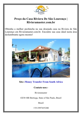 Preço da Casa Riviera De São Lourenço Rivieramaster.com.br