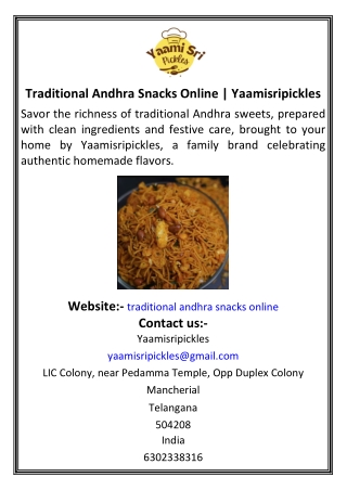 Traditional Andhra Snacks Online  Yaamisripickles