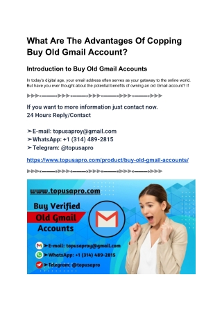 Buy Old Gmail Accounts-Personal and Business Verified