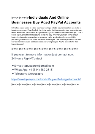 Individuals And Online Businesses Buy Aged PayPal Accounts