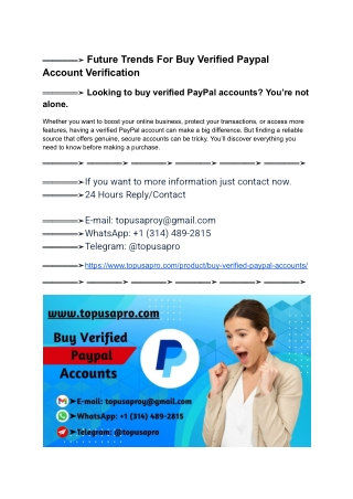 Payment Methods For Purchasing A Verified Paypal Accounts