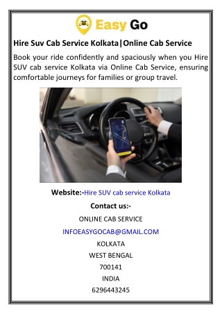 Hire Suv Cab Service Kolkata Online Cab Service