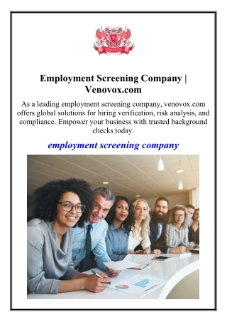 Employment Screening Company | Venovox.com