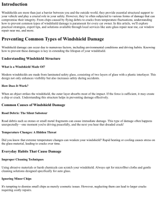 Preventing Common Types of Windshield Damage