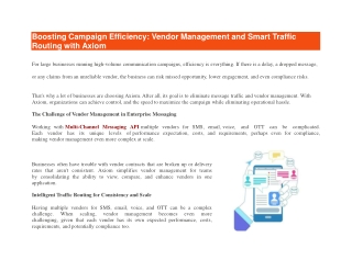 Boosting Campaign Efficiency Vendor Management and Smart Traffic Routing with Axiom