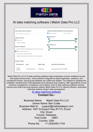 AI data matching software | Match Data Pro LLC