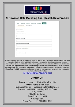 AI Powered Data Matching Tool | Match Data Pro LLC