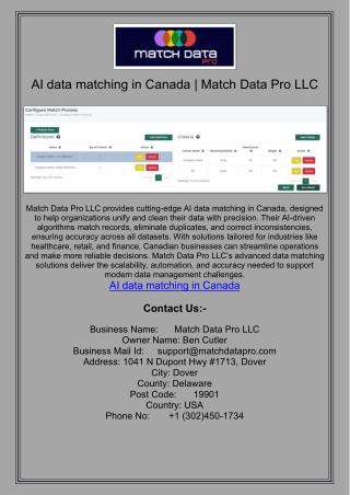 AI data matching in Canada | Match Data Pro LLC