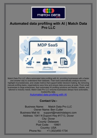 Automated data profiling with AI | Match Data Pro LLC