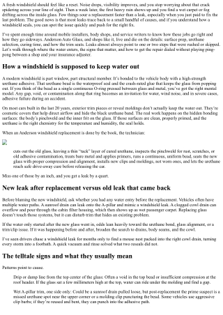 Windshield Leaks After Replacement? Anderson Auto Glass Troubleshooting