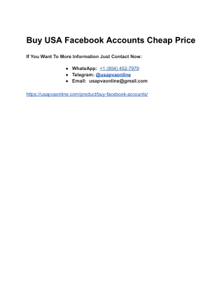 Buy USA Facebook Accounts Cheap Price