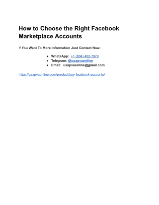 How to Choose the Right Facebook Marketplace Accounts