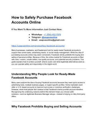 How to Safely Purchase Facebook Accounts Online