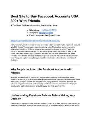 Best Site to Buy Facebook Accounts USA 300  With Friends