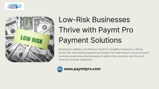 Low-Risk Businesses Thrive with Paymt Pro Payment Solutions