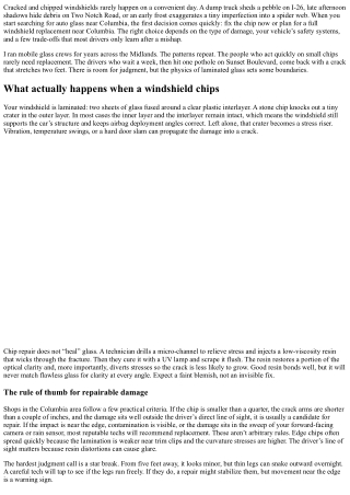 Auto Glass Near Columbia: Same-Day Chip Repair vs. Replacement