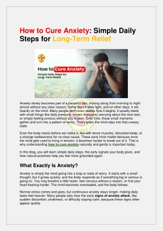 How to Cure Anxiety  Simple Daily Steps for Long-Term Relief