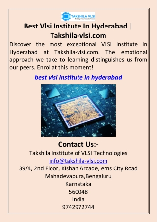 Best Vlsi Institute In Hyderabad Takshila-vlsi.com