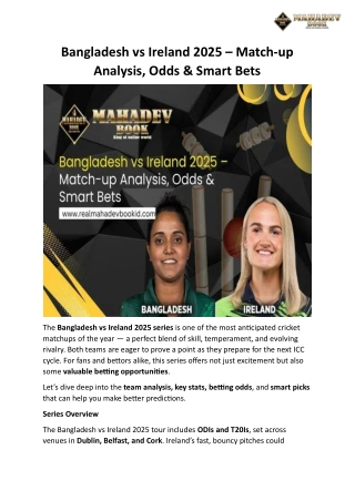 Bangladesh vs Ireland 2025 – Match-up Analysis, Odds & Smart Bets